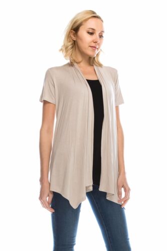 Plus size Womens Lightweight Short Sleeve Open Front Cardigan-Made in USA S-5X 