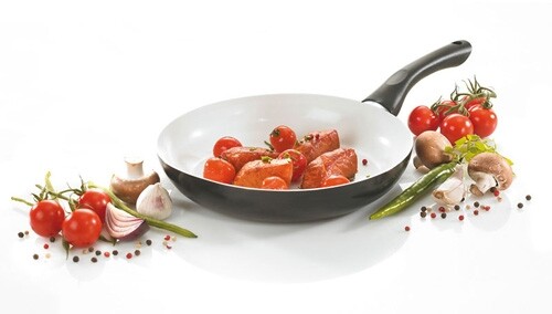 Pfanne indukti Aluminium Bratpfanne RIGA 24 cm mit weißer Ceramic-Beschichtung