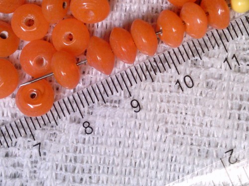 Vtg 60 OPAL CORAL RONDELLE GLASS BEADS 7X4mm #080818g