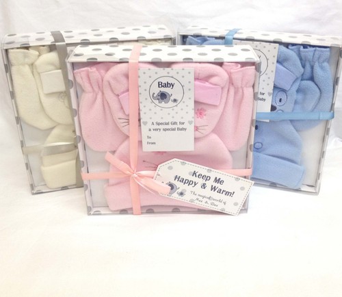 New 3 PC Baby Boy Girl Christening Gift Set Outfit Hat Mitts 0-12 Month