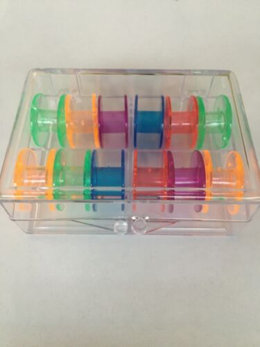 Sa156 Style Rainbow Bobbins 12 Pack With Plastic Case 
