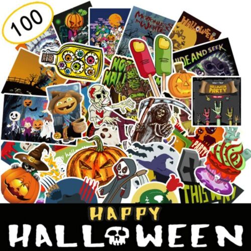 100Pcs Personality Halloween Graffiti Cartoon Series Stickers For Notebook PC