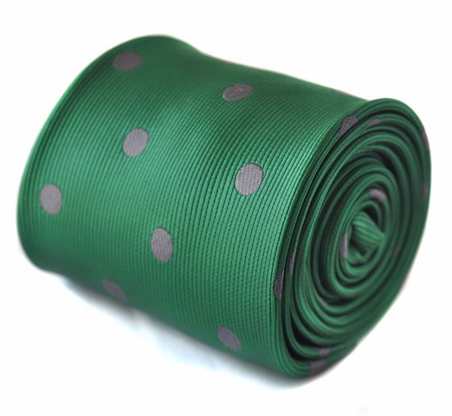 Frederick Thomas bottle green and grey polka spot tie FT1511