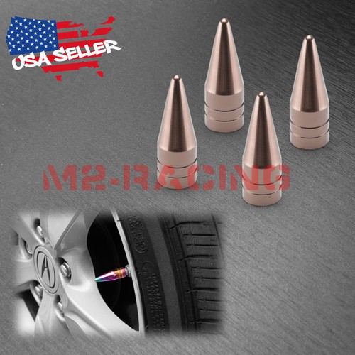 4PCs Copper Long Spike Valve Stem Caps Metal Thread Set For Wheel Tires TVC29