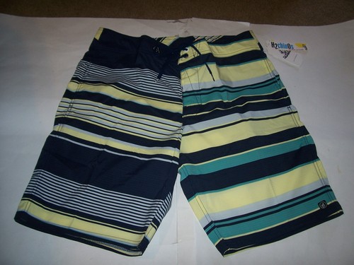 NEW VOLCOM boardshorts board shorts green yellow black stripe men sz 36