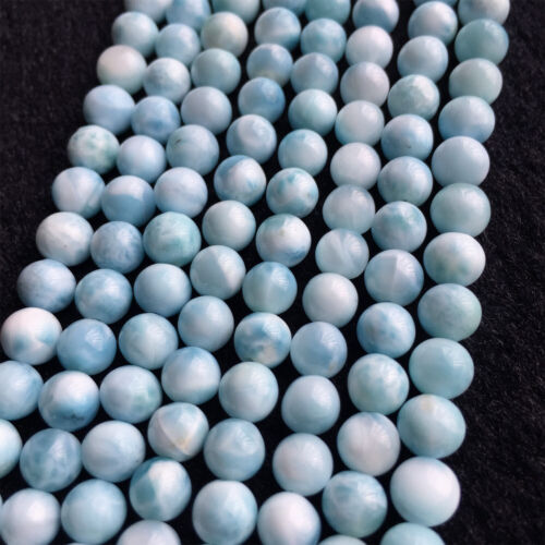 Haute Qualité Naturelle Véritable Bleu Larimar Round Bijoux Pierre Collier de perles
