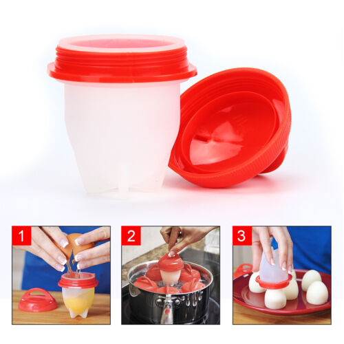 6x Egg Boiler No Messy Shells Silicone Hard Boiled Egg Cooker Daily Use 