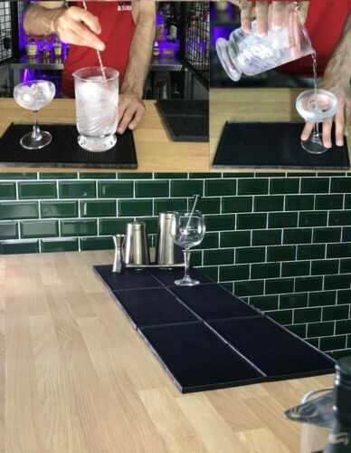 15cm x 30cm Mini Bar Mat Bar Runner Black Counter Drinks Mat Pub Restaurant