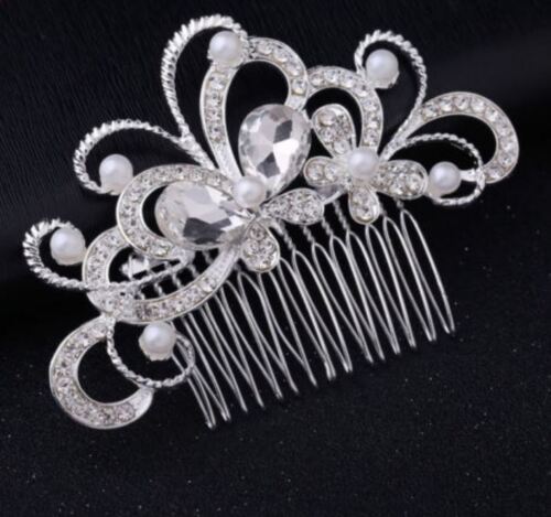 Bridal Wedding Crystal Jewel Diamante Hair Comb Clip Pin Prom Part Fascinator UK