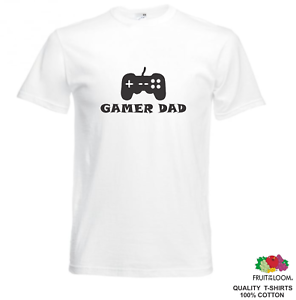 Gamer Dad Fathers Day T Shirt Men Gaming Funny Gift t-shirt White 100/% cotton