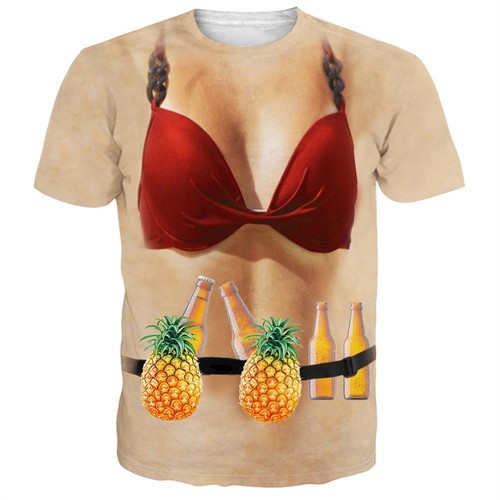 Navidad con parte delantera pelo 3D Impresión Camiseta Informal Mujer Hombre Manga Corta Camiseta