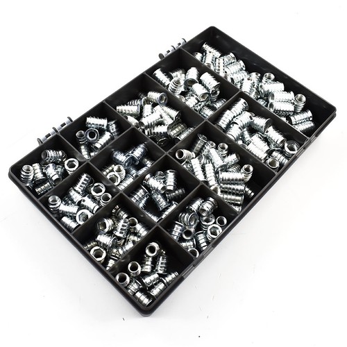 M8 x 15 17 20 24 HEX DRIVE SCREW IN TYPE D CSK THREADED INSERT BUSHING FOR WOOD