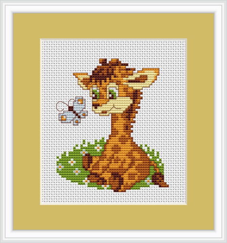 Baby Giraffe und Schmetterling gezГ¤hlter Kreuzstich Stickpackung Luca S AnfГ¤nger 