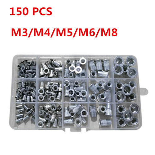 150PCS Aluminum Thread Insert Kit M3 M4 M5 M6 M8 Rivet Nuts Repair Tools BU 