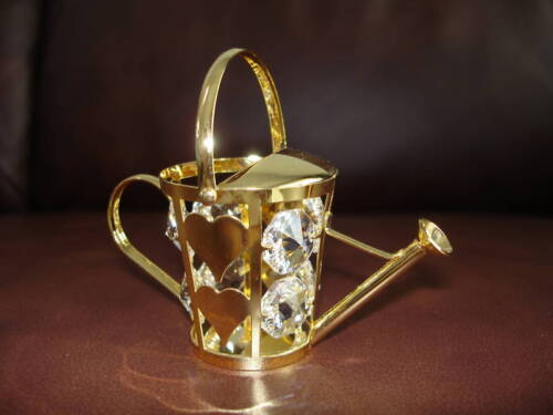 WATERING CAN ~ 24K GOLD PLATED FIGURINE WITH BEST~*~AUSTRIAN CRYSTALS~*~ ~NEW