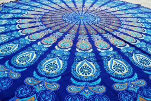 Indian 72/" Round Mandala Tapestry Yogamat Beach Throw Bohemian with 4pcs napkin5