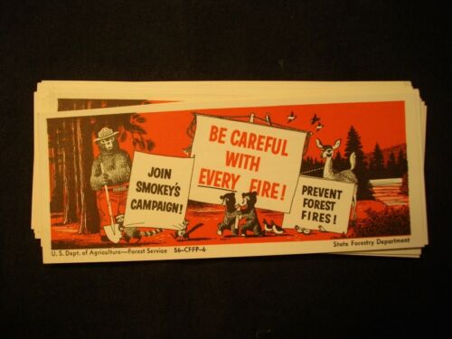 SMOKEY BEAR bookmark CHOICE//QUANTITY 1956 U.S.State Forestry Dept
