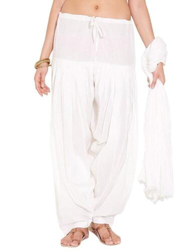 Women/'s Cotton Salwar and Chiffon Dupatta set White Color