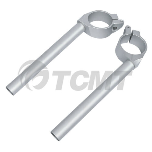 50mm Left/&Right Handle Bar Clip On Silver For YAMAHA YZF R6 600 06-16 07 08 09