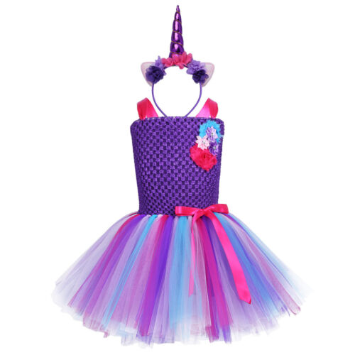 Girls Kids Fancy Outfits Rainbow Tutu Dress Baby Party Carnival Princess Costume