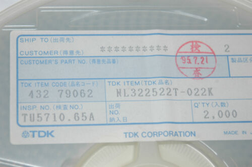 TDK NL322522T-022K RF Inductor Unshielded WW 0.022UH 5% 1210 SMD Qty-100