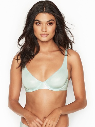 40D New Victorias Secret Body by Victoria Aqua Crystal Unlined Plunge Demi Bra