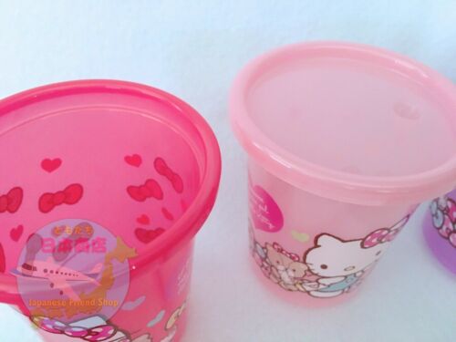 SANRIO HELLO KITTY KAWAII BENTO Plastic Cups with Lid 3 Set 160ml Made in JAPAN