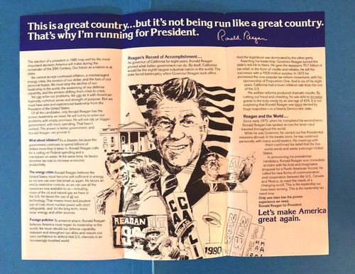 MAGA /'Let/'s Make America Great Again/' 1980 Ronald Reagan Campaign Flyer Uncirc.