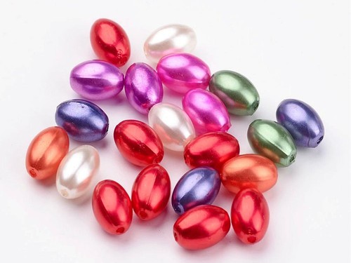 30 Stück #K19604 Acrylperlen 11 x 8 mm oliven Mix