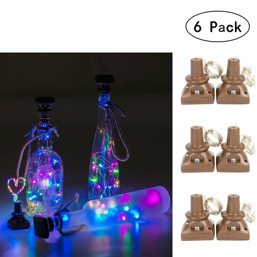 6 Pack 2M 20LED Wine Bottle Cork Copper Wire Fairy Light Starry Solar Powered UK