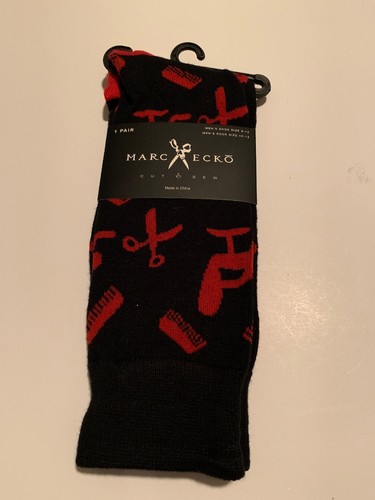 New Marc Ecko Men/'s Dress Casual Novelty Crew Socks Barber Shop Hair Scissors