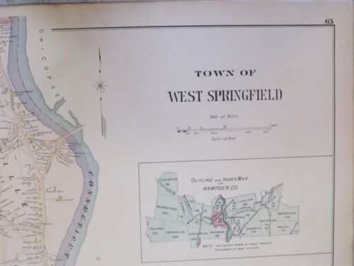 MAP THAT WAS REMOVED FROM THE 1894 ATLAS MA Details about  / WEST SPRINGFIELD