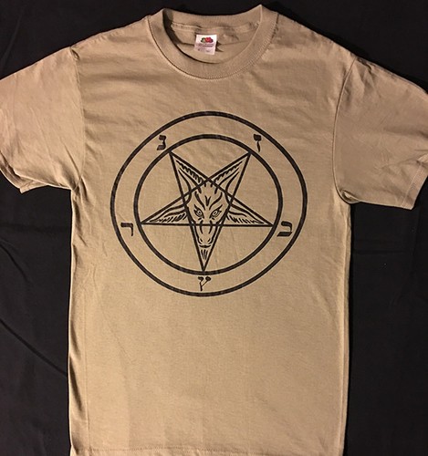 XL PENTAGRAM T SHIRT Khaki Green satanic gothic GREAT GIFT satan heavy metal S