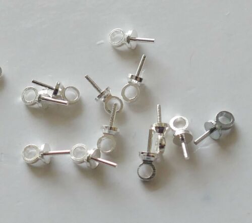 30 Eye Pin Cap Bails with Peg for Half Drilled Bead Hook Bolts Earring Connector 