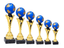 31cm mit Schild Welt Pokal Globus in 6 Größen H.=24,5cm 3D Erdkugel blau-gold