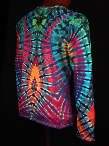 5XL langarm handgefärbt Hippie Tie dye Batik Flower Power Goa NEU T-Shirt Gr.S