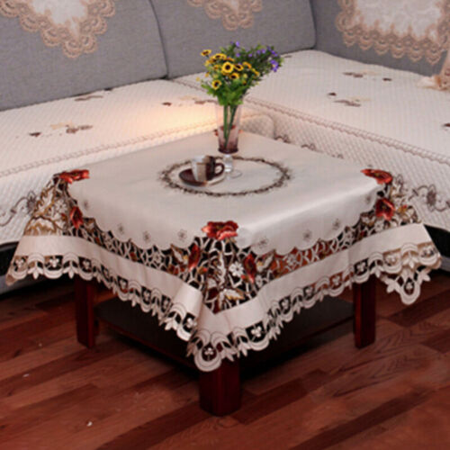 Rural vintage nappe brodée dentelle fleurie Table Housse en Tissu Mariage Decor