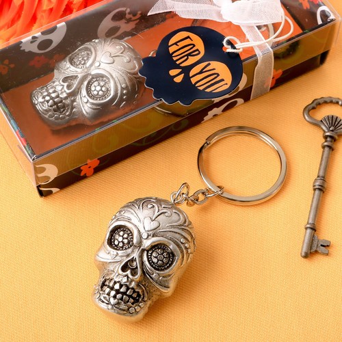 25 SKULL KEY CHAIN FAVORS BIRTHDAY HALLOWEEN WEDDING FAVOR SPOOKY