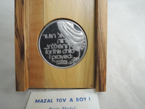 Details about  / FOR THIS CHILD I PRAYED//MAZAL TOV-A BOY//NEWBORN BABY GIFT SILVER MEDAL WOOD BOX