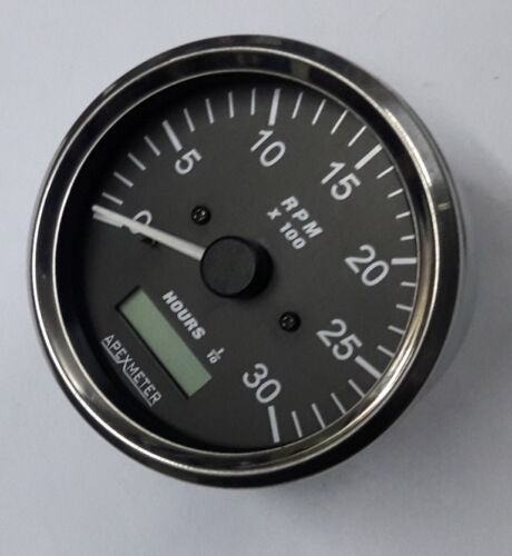 Tachometer With LCD Hourmeter 0-3000 RPM Chrome Bezel 80mm Mounting
