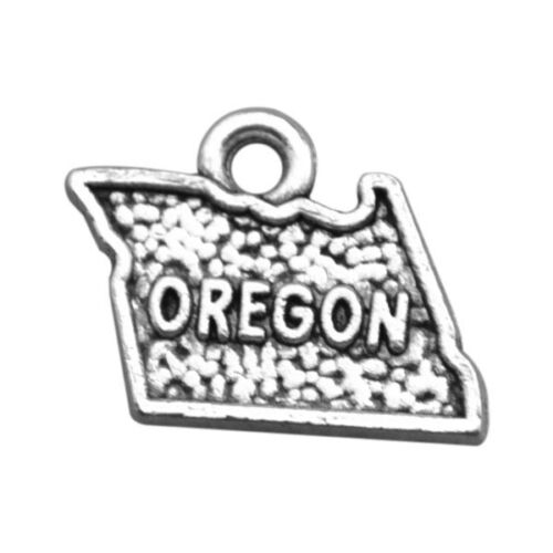 20PCS//60Pcs Antiqued Silve Metal OREGON US States Map Charms #91913