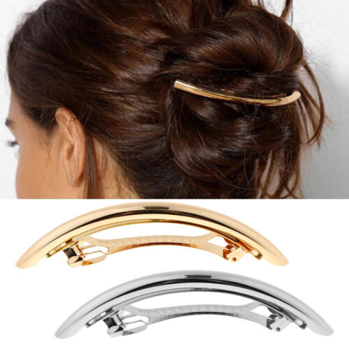 2 Pieces Ladies Automatic Tube French Barrette Large Hair Clip Ponytail Holder