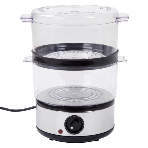 Stainless Steel Electric Food Steamer Vegetable Meat Rice Cooker 4 Quart 2 Tray