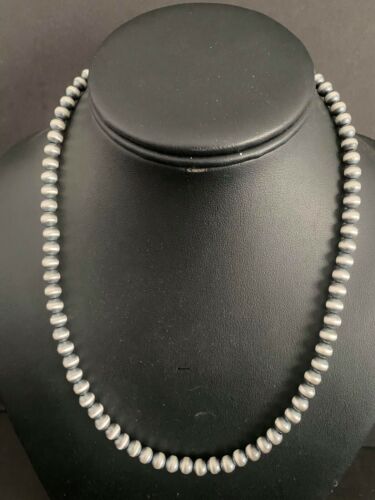 sterling silver 6 mm Navajo pearls necklace 
