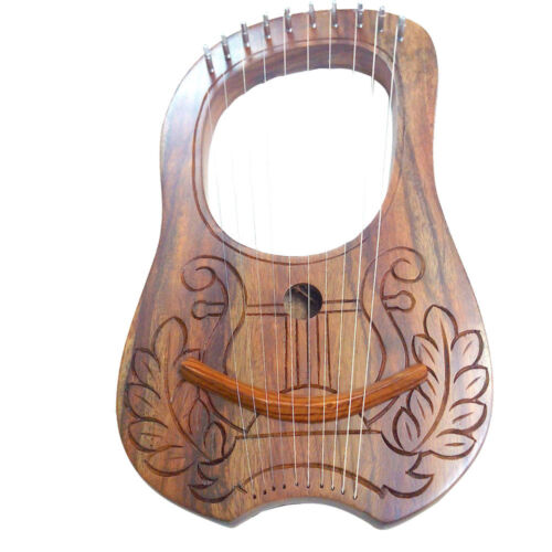Hw Lyra Mundharmonika Keltisch Graviertes 10 Metall Saiten Harfe Tragetasche