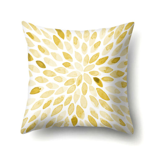 Yellow Flower Leaves Print Pillow Case Waist Cushion Cover Sofa Bed Car Decor