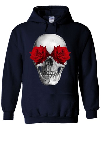 Red Roses and Skull Skeleton Hoodie Sweatshirt Jumper Men Women Unisexe 1752