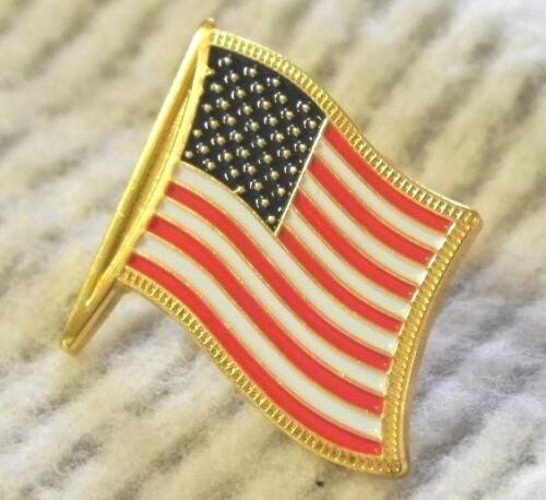 USA Flag Pin American Lapel hat HIGH QUALITY enamel colors gold fringe detail