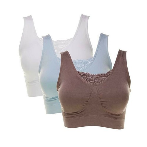 Rhonda Shear AHH Bra /"Neutral/" Colors 3 Pack Double layer w// Lace Insert 1X