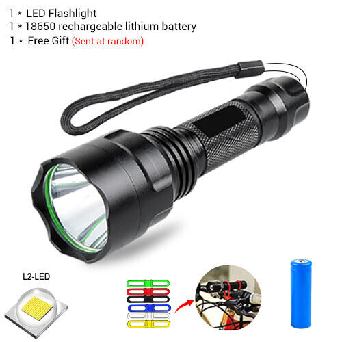 Outdoor flashlight LED T6 L2 battery light Camping zoom Bright lamp headlight